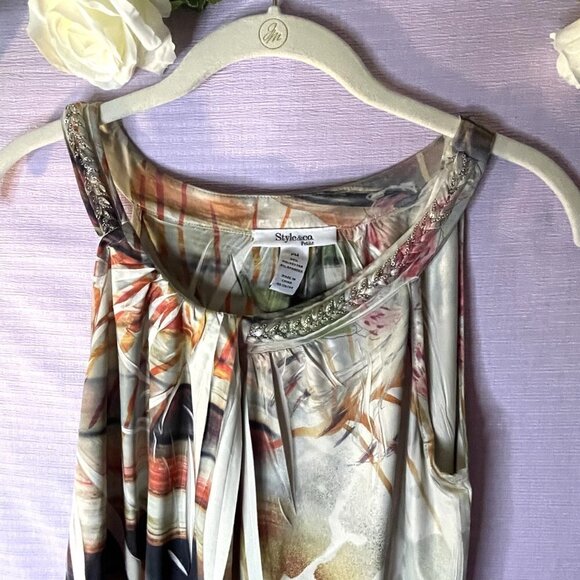 3 TOPS $25 NWOT STYLE & COMPANY PETITE MEDIUM MULTI PASTEL FLOWER DESIGN BLOUSE - Picture 7 of 13